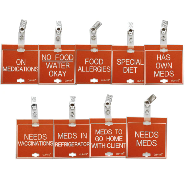 tags with medical instructions