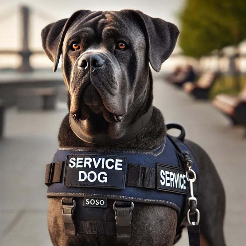 drawing of cane corse with service dog vest